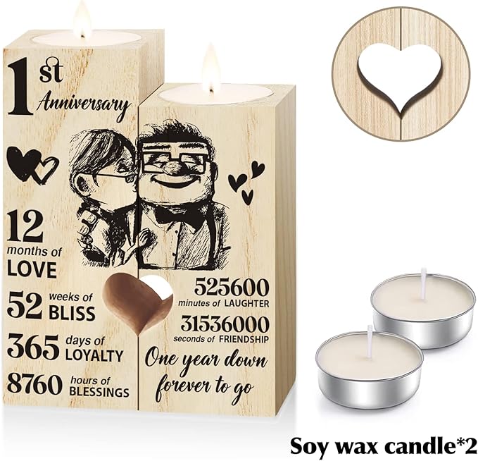 1st Anniversary Wedding Gifts for Wife Girlfriend, Couples Gift Candlestick,1st 1 Year Wedding Anniversary Romantic Gifts for Wife Husband, Presents for Girlfriend Boyfriend,One Year for Her Him
