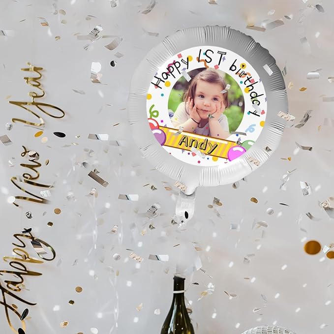 Custom Balloons Photo Text Party Personalized Picture Balloons with logo Names Balloons First Birthday, Birthday Party, 16 years old Party, Christmas Party Balloon With Stand and Pump