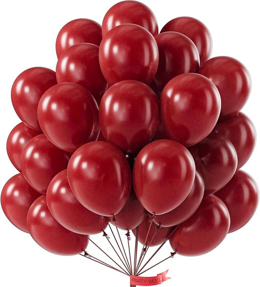 PartyWoo Maroon Balloons 100 pcs 12 Inch Burgundy Ruby Red Dark Red Latex Helium Balloons for Graduation Birthday Valentine's Day Thanksgiving Wedding Anniversary Party Decorations Red-Y75