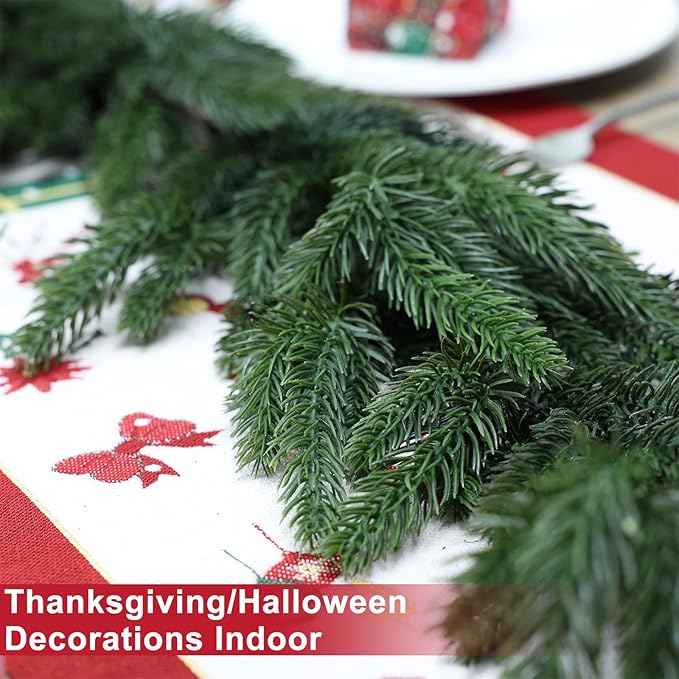 6 Ft Realistic Christmas Garland,Natural Droopy,Soft Bendable Cedar Garland, Lifelike Garland Christmas Decorations,Christmas Garland for Mantle Table Fireplace Stairs Christmas Decorations Outdoor