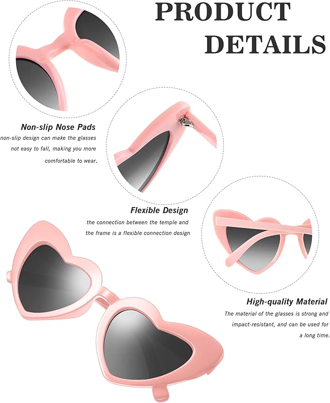 Flutesan 15 Pairs Heart Shaped Sunglasses Vintage Cat Eye Sunglasses for Bachelorette Party Supplies