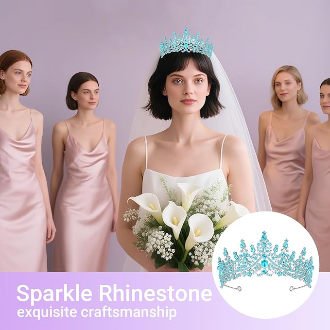 Tiara Crown for Women, Queen Tiara for Birthday Prom Bridal Party Custome Blue