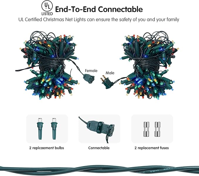 Led Christmas Net Lights Outdoor Christmas Lights Multicolor 160LED 5ftx7ft, Waterproof Outdoor Indoor Fairy Mesh Net Light for Xmas Party, Yard, Patio, Trees, Shrubs, Bushes Decorations