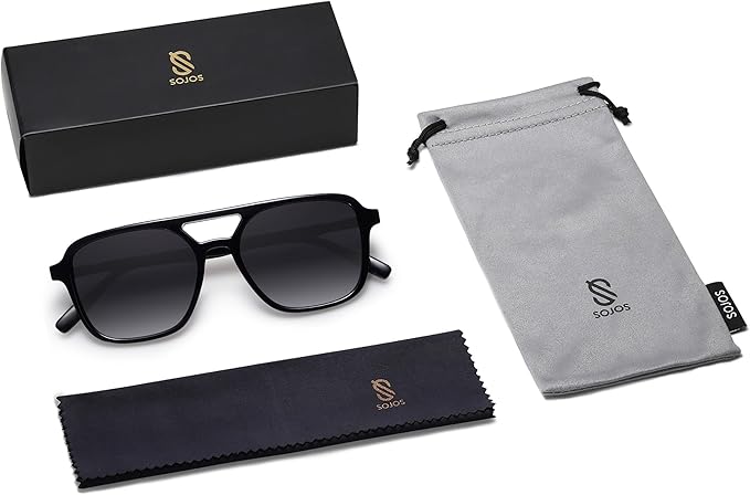 SOJOS Retro Aviator Sunglasses for Women Men,Trendy Rectangle Womens Mens Shades Sun Glasses SJ2202
