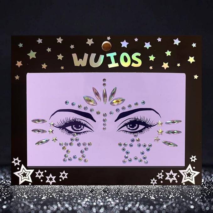 Mermaid Face Gems Stick Jewels for Women Cosplay Mermaid Halloween Club Eye Face Gems Stickers on Rave Party Gift for Kids Eye Face Jewels Temporary Tattoos Festival (Stars)
