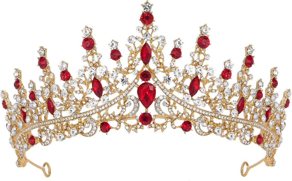 SWEETV Crystal Wedding Tiara for Women, Royal Queen Crown Headband, Rhinestone Princess Hair Accessories for Prom Birthday