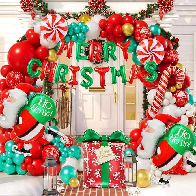 Santa Balloon, Candy Cane Foil Balloons For Christmas Birthday Party Decorations, Candy Cane Decorations
