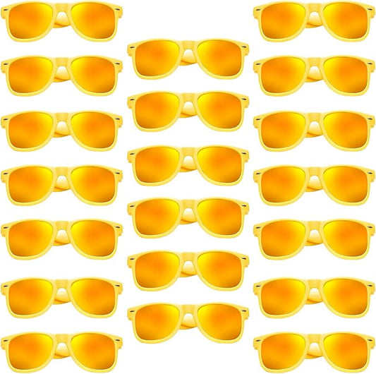 Pibupibu 10/20 Pack Neon Sunglasses for Women Men Bulk, Wholesale 80s Retro Colorful Mirrored Party Glasses Adult Unisex