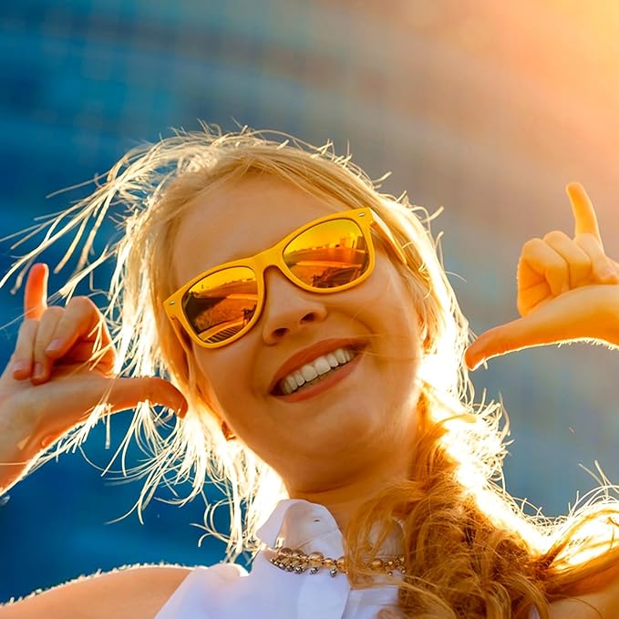 Fsmiling Yellow Sunglasses Bulk Adult Party Sunglasses 80s Sunglasses Pack for Men Women Easter Party Favors-10Pack