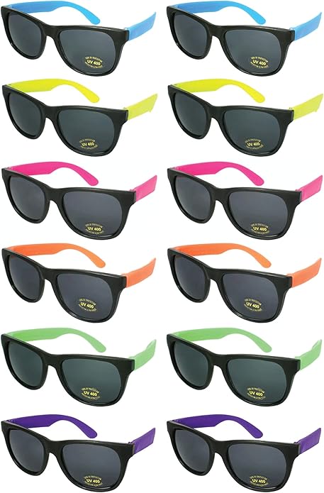 EDGEIWEAR 80s Neon Party Sunglasses for Adult Party Favors with CPSIA certified-Lead(Pb) Content Free