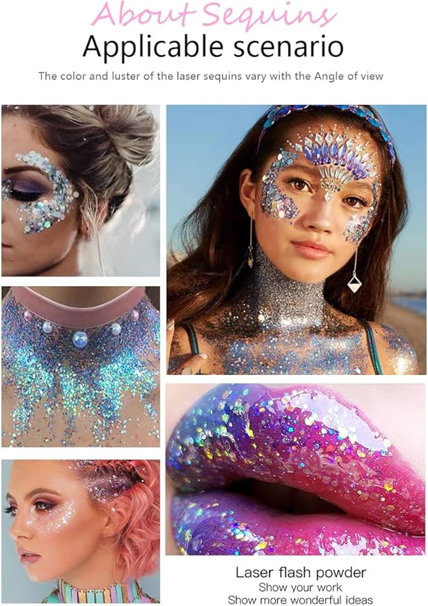 MEICOLY Red Face Glitter,Halloween Hair Glitter Gel,Stocking Stuffers for Christmas,Sparkling Glitter Face Paint,Festival Rave Accessories Glitter Makeup,Mermaid Body Glitter Gel for Women Kids