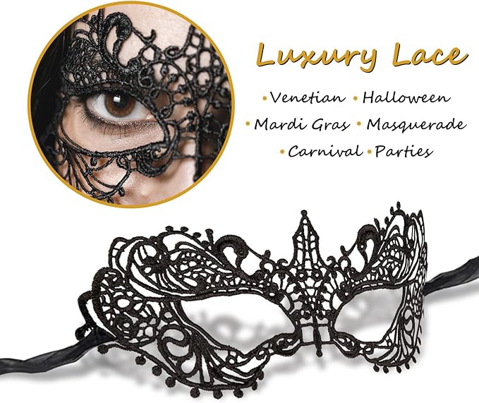 Masquerade Mask for Women Lace Masks for Venetian Party Costume Halloween Carnival