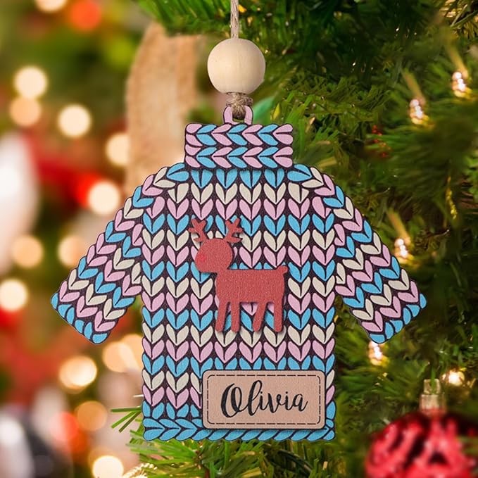 Personalized Name Ornaments for Christmas Tree, 2025 Wooden Custom Family Christmas Ornaments,4" Xmas Tree Decoration for Kids Baby Boy Girl