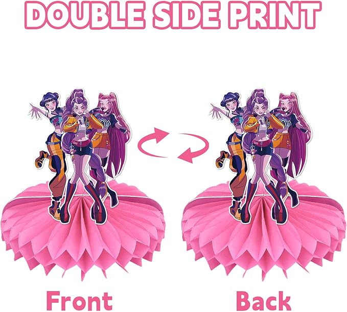 9pcs Demon Movie Hunters Honeycomb Table Centerpiece,Demon Movie Hunters Birthday Party Supplies Table Decorations for Party Decorations