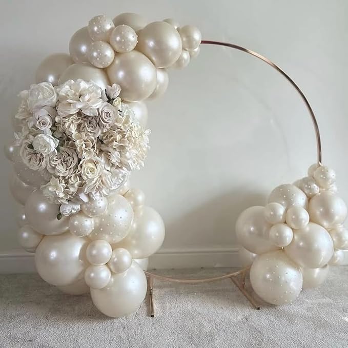 Pearl White Sand Balloons Pearl Beige Balloons Garland Arch Double-Stuffed White Balloon Different Sizes 18/12/10/5inch 61pcs Ivory Cream Balloon for Wedding Birde to be Birthday Anniversary Decor
