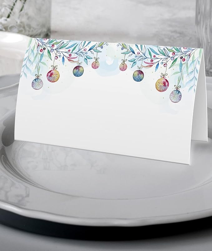 Christmas Food Tent Labels(25 pack) - Place Cards for Christmas, Table Place Cards - Perfect for Christmas Place Cards, Banquet tables, Buffet food label, Christmas Party-(FZ-a101)