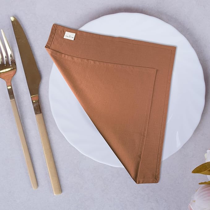 Urban Villa Cloth Napkins Rust Dinner Napkins Set of 12 20X20 Inches 100% Cotton Absorbent Washable Durable Reusable Cloth Napkins Ideal for Farmhouse Party Thanksgiving Harvest Fall Dinner Napkins
