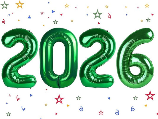 2026 Balloon - Dark Green Birthday Number Balloons, 40 Inch Large Foil Balloons for Men Women Boys Girls Dark Green Themed Birthday Decorations，Number 2026 Balloon