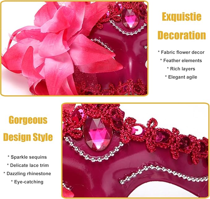 Masquerade Mask for Women Venetian Halloween Carnival Masks for Party Prom Ball