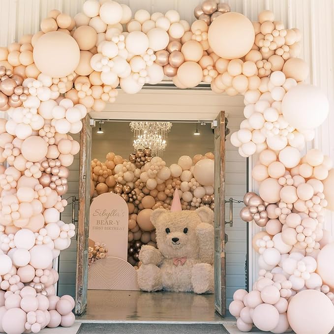 Nude Balloons 12 Inch, 100 Pack Beige Balloon Retro Apricot Neutral Latex Balloons Matte Tan Cream Blush Peach Helium Balloons for Boho Birthday Wedding Baby Bridal Shower Party Decorations