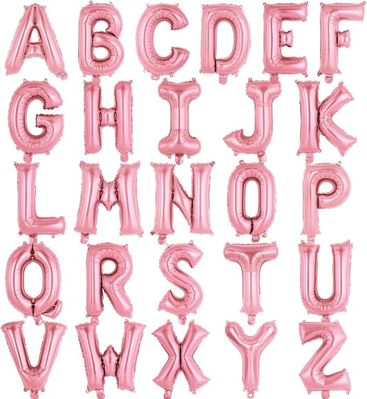 26 Pcs Pink Letter Balloons,16 Inch Foil Alphabet Letter Balloons,Letter A-Z Balloon Banner Custom Phrase Balloon for Birthday Party Wedding Anniversary Decoration (Pink 26pcs)
