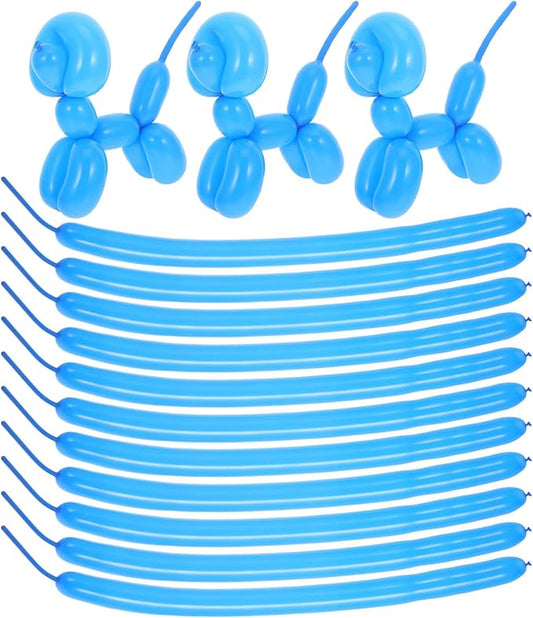 100pcs Blue Long Latex Balloons DIY Modeling Kit for Birthday Party Decorations Twistable Skinny Balloons for Wedding Valentine and Festive Photo Props