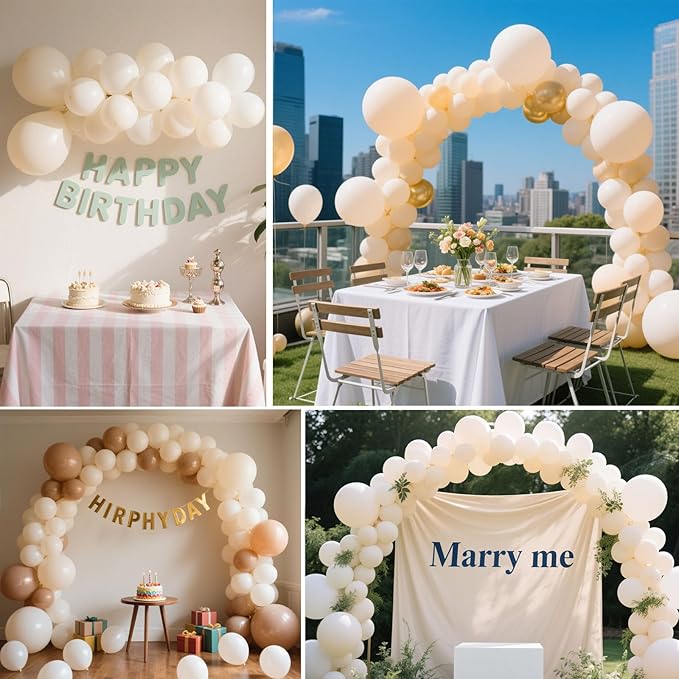 Ivory White Balloons 145 pcs Boho Decorations Different Sizes of 18 12 10 5 Inch Cream Balloons for Balloon Garland or Arch as Birthday Wedding Party Decorations