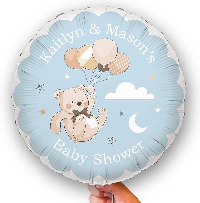 Big Dot of Happiness Personalized We Can Bearly Wait Balloon, Teddy Bear Baby Shower Party Decoration, Custom Greeting Message Double-Sided Circle Mylar, 1 Piece