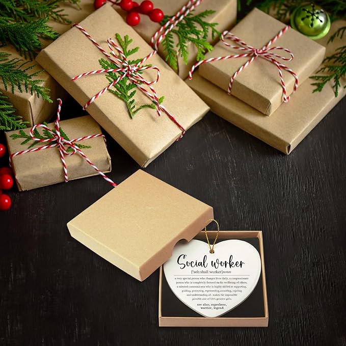 Social Worker Gifts for Women Christmas Ornaments Social Worker Graduation Appreciation Studies Teacher Gifts Coworker Leaving Going Away Gift for Coworkers Christmas Tree Decoration