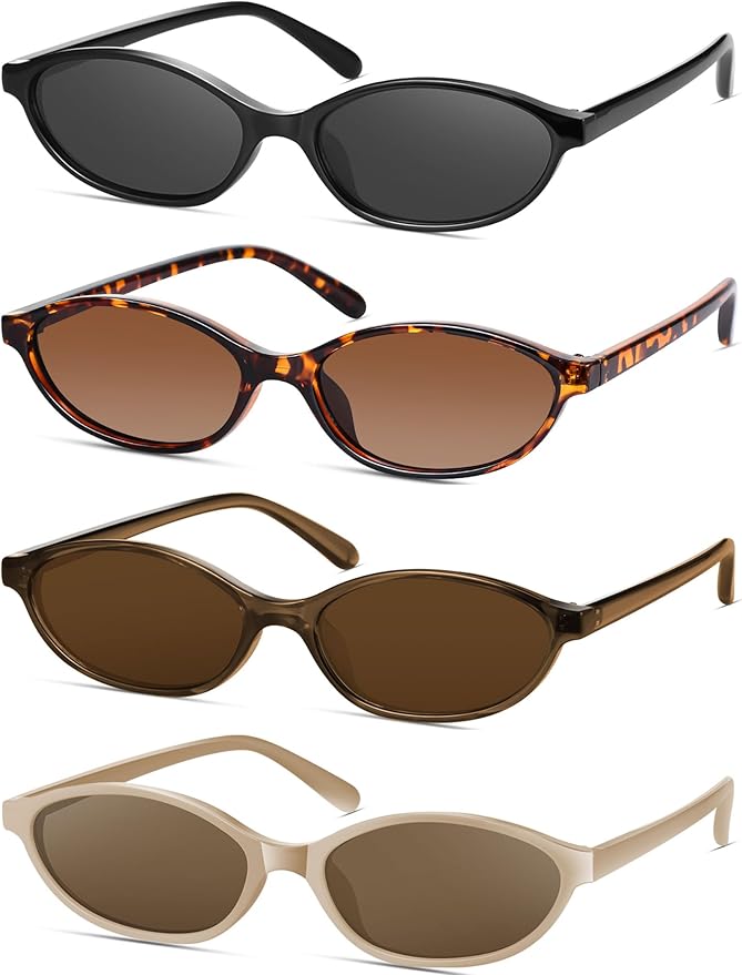 Retro Oval Cat Eye Sunglasses for Women Y2k Designer Trendy Narrow Shades UV protection Sun Glasses