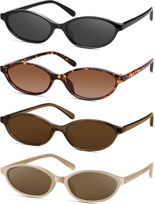 Retro Oval Cat Eye Sunglasses for Women Y2k Designer Trendy Narrow Shades UV protection Sun Glasses
