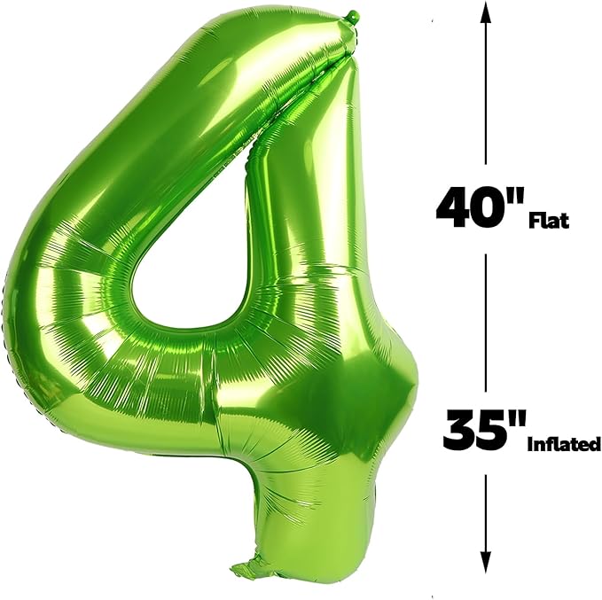 40 Inch Light Green Large Number 4 Balloons, Giant Foil Number Four 14 24 34 40 44 Balloons, Light Green Mylar Big Balloon for Anniversary Graduation Decorations