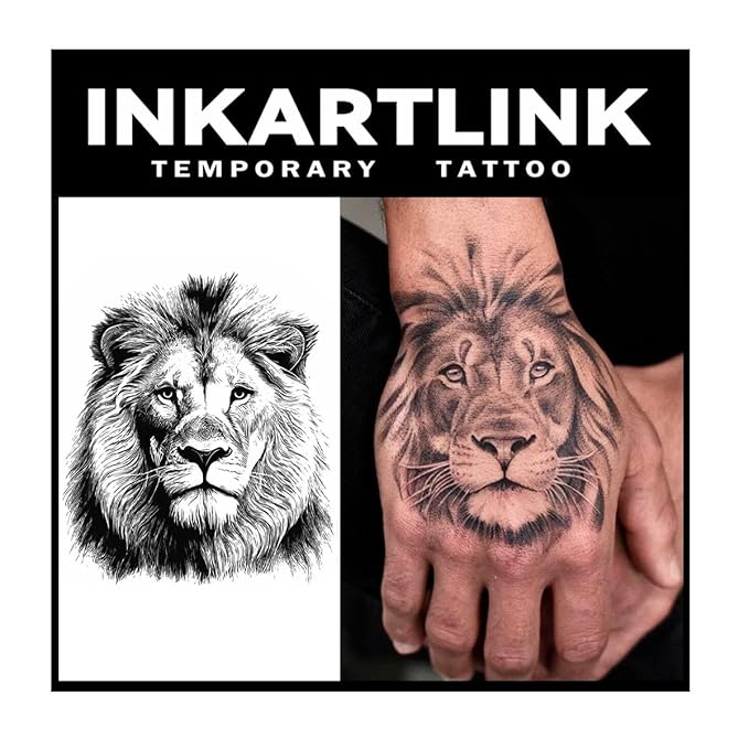 INKARTLINK Tattoo Tech, 2 Sheets Large Semi Permanent Tattoo, Temporary Tattoos, Last 1-2 Weeks, Waterproof, Realistic Look, No Adhesive, No Reflection (animal man) 336