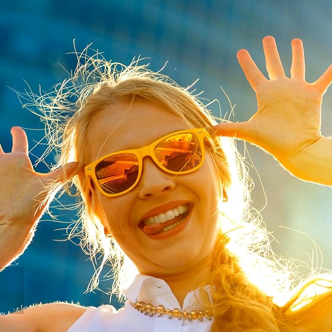 Fsmiling Yellow Sunglasses Bulk Adult Party Sunglasses 80s Sunglasses Pack for Men Women Easter Party Favors-10Pack