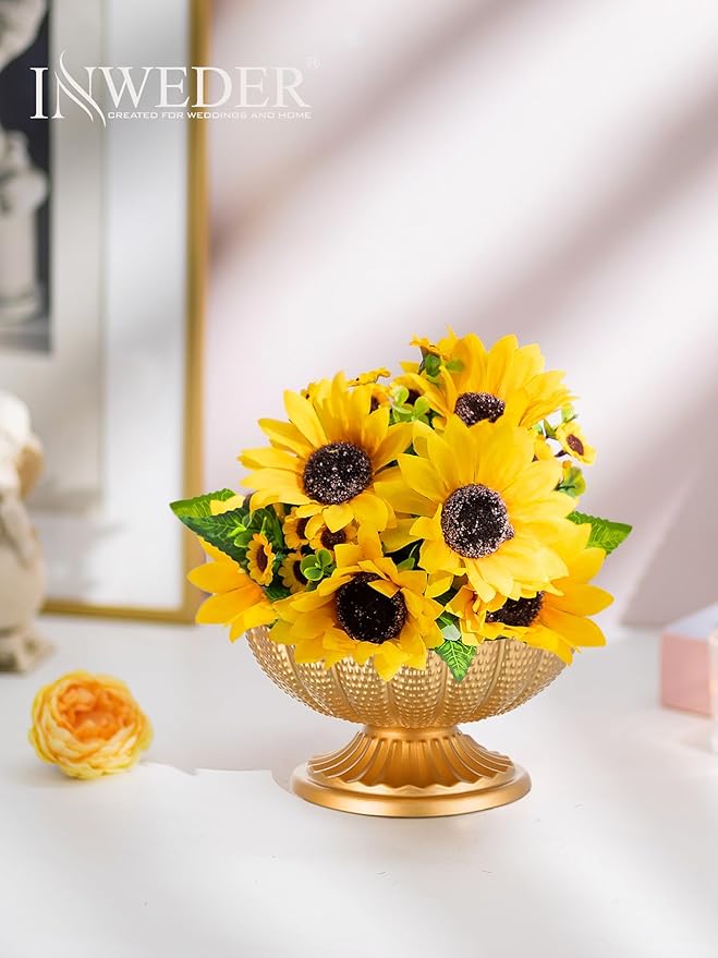 Gold Vase Centerpieces for Table: Gold Flower Vase for Wedding Centerpieces 2 Packs Mini Sized Flower Stand Arrangement Bulk for Party Event Engagement Celebration