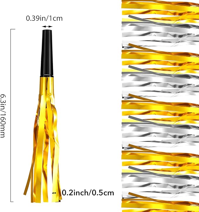 200 Pcs Party Blowers Noise Makers Horns Blowout Clappers Noisemakers for Halloween Christmas Birthday Sporting New Year's Eve Party Supplies 2026(Black Gold, Black Silver)