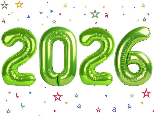 2026 Balloon - Light Green Birthday Number Balloons, 40 Inch Large Foil Balloons for Men Women Boys Girls Light Green Themed Birthday Decorations，Number 2026 Balloon