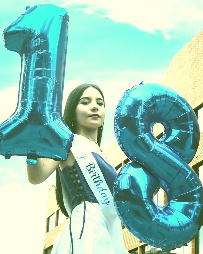 Blue Foil Number 8 Balloon 40 Inch, Helium Mylar Eight Number 8 18 28 38 48 58 80 88 Birthday Balloons, 8th Blue Women Men Wedding Anniversary, Graduations Party Supplies