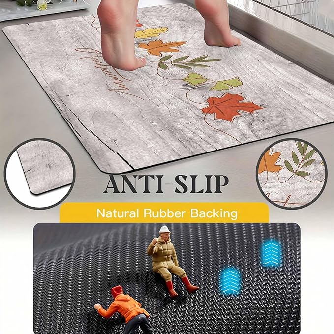 Fall Maple Leaves Door Mat, Autumn Maple Leafs Welcome Mat Non-Slip Entr Doormat Floor Mats Indoor Outdoor Home Living Room Kitchen Autumn Harvest Vintage Thanksiving Fall Decoration, 24"x16"inch