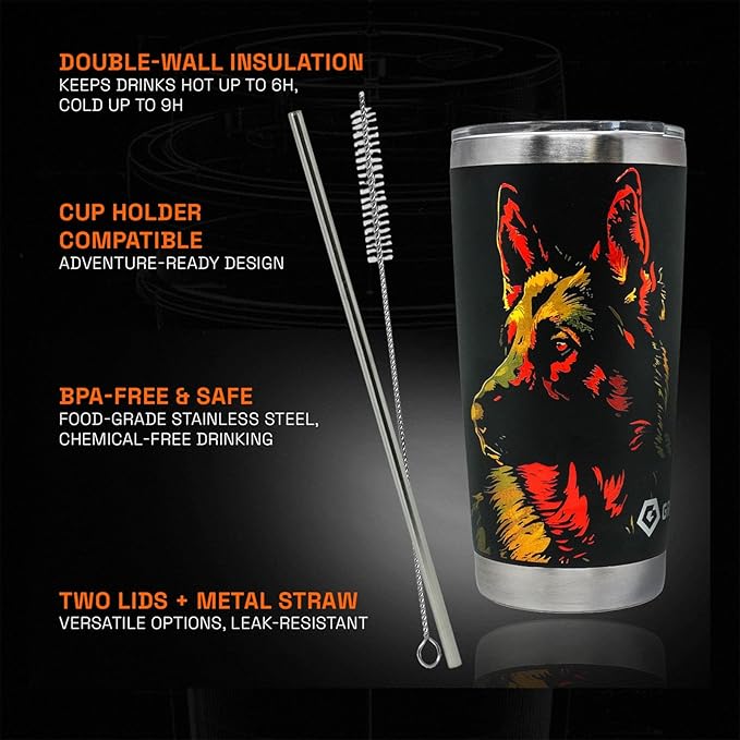 GRITR Stainless Steel Tumbler – 20oz/30oz, Insulated & Leakproof, Hot or Cold Drinks Anywhere, Travel Tumbler with Straw and Lids for Coffee, Water & Smoothies