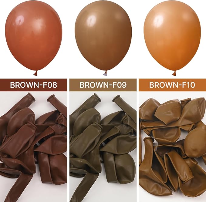 PartyWoo Brown Balloons 50 pcs 12 Inch Latex Helium Neutral Balloons for Baby Shower Birthday Graduation Woodland Safari Theme Jungle Cowgirl Farm Bear Camping Hunting Party Decorations Brown-F09