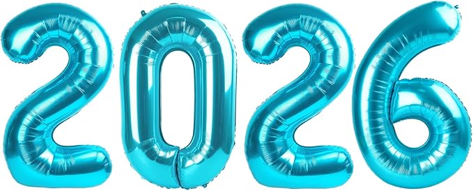 2026 Balloon Numbers - 40 Inch Light Blue New Years Eve Party Supplies 2026, Nye Decor Party Decorations Happy New Year, New Years Eve Foil Party Balloons