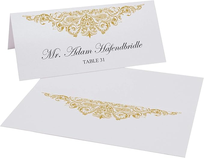 Paisley Place Cards, Gold (Choose Color), Set of 60, Pre-cut and Scored - Wedding, Party, Dinner, and Special Events - Made in the USA