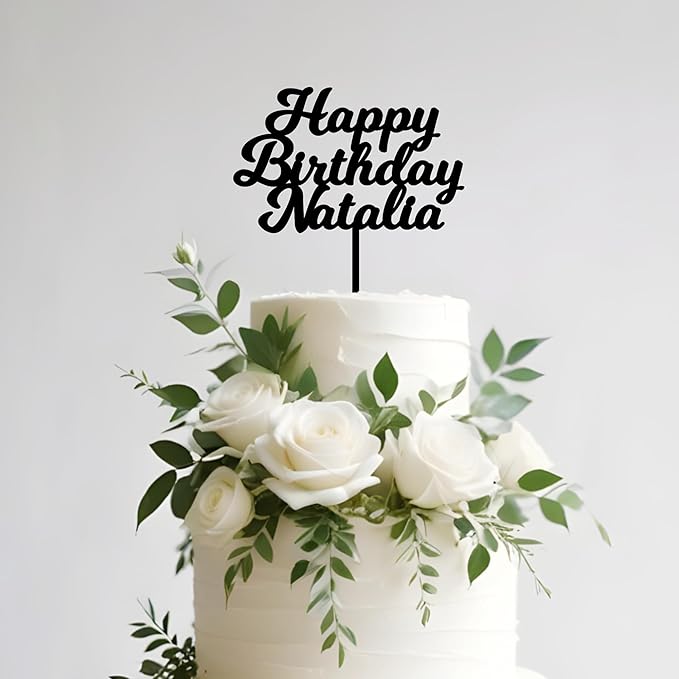Birthday Cake Topper Custom Name Cake Decoration Personalized Acrylic Happy Birthday Cake Topper (Milkshake)