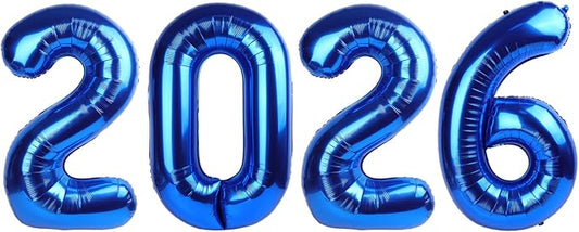 2026 Balloon Numbers - 40 Inch Navy Blue New Years Eve Party Supplies 2026, Nye Decor Party Decorations Happy New Year, New Years Eve Foil Party Balloons