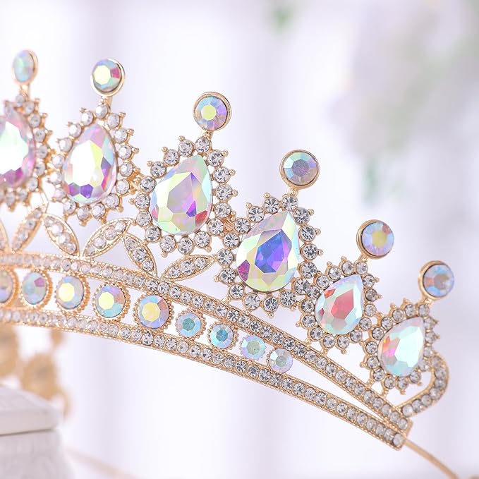 FORSEVEN Crystal Tiaras and Crowns for Women - Wedding and Birthday Party Princess Crown Hair Accessories - Bride Rhinestone Headband Halloween Decorations Hairband