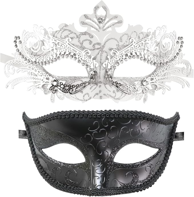 Coddsmz Couple Masquerade Mask Set - Venetian & Mardi Gras Mask for Women & Men