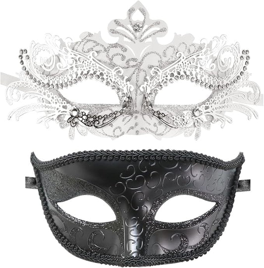 Coddsmz Couple Masquerade Mask Set - Venetian & Mardi Gras Mask for Women & Men