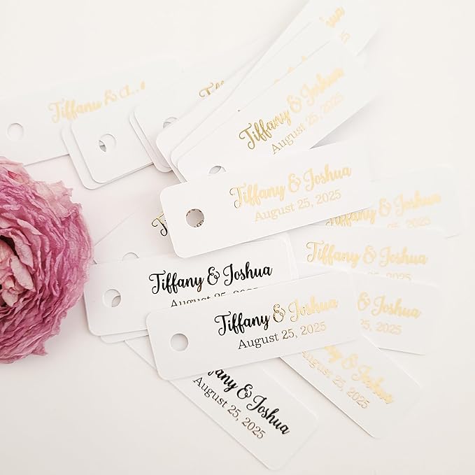 100 pcs Custom Wedding Favor Gift Tags, Extra Small Personalized Thank You Tags for Weddings, Birthdays, Bridal Shower, Baby Shower, Party Decorations