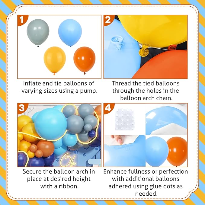 Blue and Orange Balloons Arch Navy Royal Dark Blue Yellow Orange Balloons Garland for Puppy Dog Birthday Decorations Dusty Yellow Blue Light Blue Latex Balloons Graduation Baby Shower Supplies